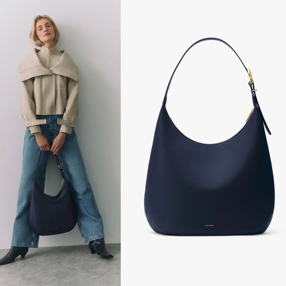 Cuyana Oversized Celestia Bag in Navy Blue - Picture 1 of 5
